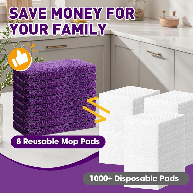NEOACT Microfiber Mop Pads,8Pcs Purple Reusable Mop Pads Compatible with Swiffer Sweeper,Dry Flat mop Cover & Washable Wet Pads Refill for Floor Cleaning - Image 5